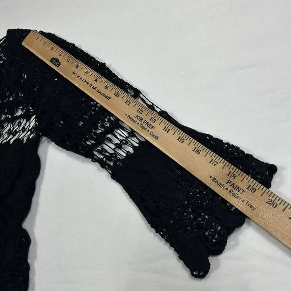 Kate & Mallory Crochet Shrug Top Open Front 3/4 Sleeve Gothic Romantic Victorian - Picture 9 of 12